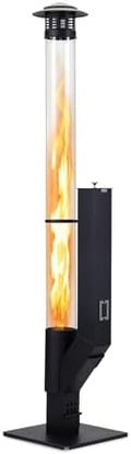COWVIE 56 Inch Patio Wood Pellet Heater with Rain Cap & Viewing Window – Portable Pellet Fire Pit for Patio, Backyard, Camping, Beach, Balcony by Cowvie