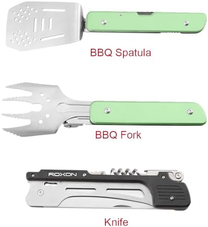 ROXON 6-in-1 Folding Grill Utensils Set, 14" BBQ Tools for Camping S601 - Image 2