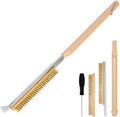 Aolso Pizza Oven Brush, 26" Brush and Stainless Steel Scraper for Pizza Stone, BBQ Grill Cleaning Brush Non Scratch Heat Proof Brass Bristles with Screwdriver, Outdoor Pizza Oven Accessories by Aolso