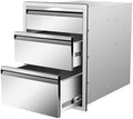 OuOutdoor Kitchen Drawers 18" W x 23" H x 23" D Stainless Steel Triple Drawers with Hidden Handle for BBQ Island, Patio Grill Station & Outdoor Kitchen Cabinets by Unknown