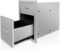 Outdoor Kitchen Double Layer Drawer 13'' W x 20.4'' H x 21'' D Flush Mount BBQ Access Drawers Stainless Steel BBQ Island Drawers with Handle Suitable for Outdoor Kitchen Island Grill Station by Fsehyue