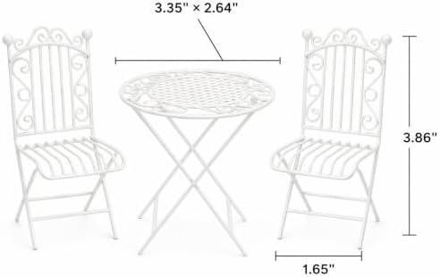 1 12 Scale Dollhouse Furniture Bistro Set, Miniature Metal Table Chairs - Image 6