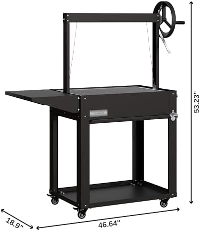 KoolMore 50 in. Charcoal BBQ Grill, Argentine Style Outdoor Grill with Adjustable Grate, Heavy Duty Barbecue Grill, Black - Image 2