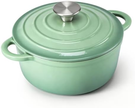 Leonyo 2-Quart Small Enameled Cast Iron Dutch Oven with Lid,Pistachio Green by Leonyo