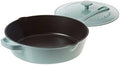 Cuisinart Chef's Classic Enameled Cast Iron Dutch Oven with Lid, Porcelain Enameled Interior, Oven Safe, Induction Compatible, 12-Inch, Chicken Fryer, Light Blue by Cuisinart