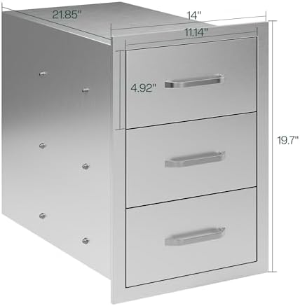 Jocisland 14-Inch Stainless Steel Outdoor Kitchen Drawer Cabinet - Image 3
