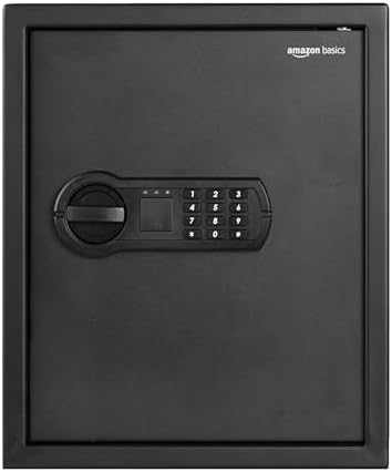 Amazon Basics Steel Home Security Safe with Electronic Keypad, Programmable Combination Lock for Documents, Jewelry, Valuables, Removable Shelf, 1.52 Cubic Feet, Black, 13.8"W x 13"D x 16.5"H - Image 2