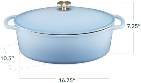 Best Choice Products Oval 7.5 Quart Enamel Cast-Iron Dutch Oven, Heavy-Duty Pre-Seasoned for Baking, Cooking w/Side Handles – Cornflower Blue - Image 2