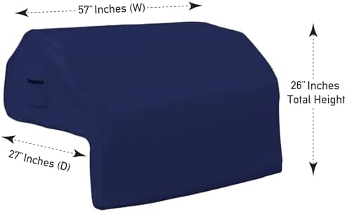 Covers & All Built-in Grill Cover for Outdoor Grill – Heavy Duty 12 oz Waterproof Built-in BBQ Grill Cover, PVC-Coated Polyester with Elastic Hem for Snug Fit (57 x 27 x 26 inches, Blue) - Image 3