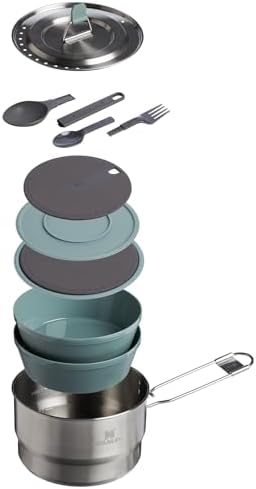 Stanley Wildfare Go 14-Piece Stainless Steel Prep & Cook Set | 1.65 qt Saucepan with Fold & Lock Handle | Bowls, Utensils, Cutting Board | Camping Essentials for Your Camp Kitchen | BPA-Free - Image 2