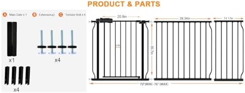 67 to 71.5 Inch Extra Wide Baby Gate for Doorway Stairs - Image 2