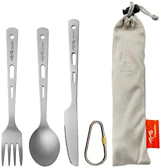TiTo Titanium Cutlery Set Titanium Spoon Spork Knife Chopsticks Straw Portable Lightweight Outdoor Flatware Extra Strong 3/4/5 Piece Straw for Home Use/Travel/Camping/Picnic/Hiking Tableware (3-Piece) by TiToTitanium
