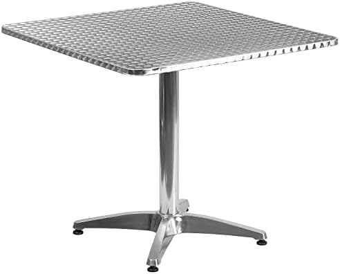 Flash Furniture 31.5 in Aluminum Indoor/Outdoor Square Table with Base by FlashFurniture