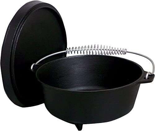 4 Qt. Seasoned Cast Iron Dutch Oven with Feet and Coal Lid by KingKooker