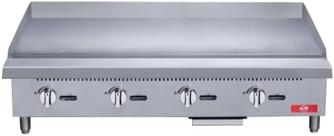 Commercial Countertop Griddle, ETL 48" Flat Top Grill Natural Gas (NG) / Propane, 4 Burners - 120000 BTU by EliteKitchenSupply