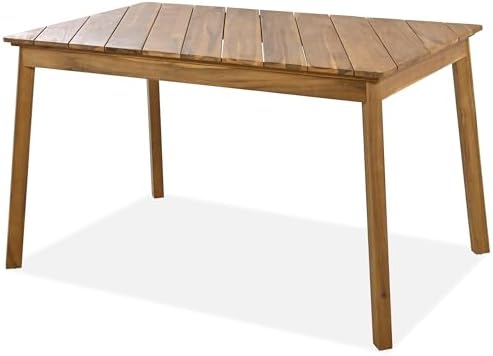 3-Pcs Outdoor Patio Dining Table & 2 Bench for 4, Wood Dining Table Set Outdoor & Indoor Furniture for Patio, Porch, Garden, Poolside, 3-Pcs, Wood - Image 7
