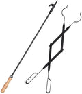 himaly 32" Fireplace Fire Pit Poker Stick & 26" Tongs Heavy Duty Tool Set by Himaly