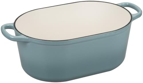 EDGING CASTING Enameled Cast Iron Oval Dutch Oven, 6QT, Seasalt - Image 7