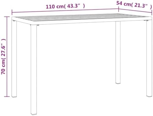 Patio Dining Table Anthracite Steel 43.3x21.3x27.6 Inches Outdoor Garden - Image 7