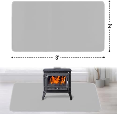 Fireproof Fireplace Rug for Home Protection, 3' x 2' x 0.04'', Grey - Image 2