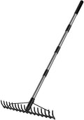 Walensee Heavy Duty Dual-Sided Bow Rake, 63" Stainless Steel Handle, Heat-Treated Manganese Steel Head, 17 Steel Tines Metal Garden Rake for Soil Loosening, Yard Leveling, Lawn Care and Thatch Removal by Walensee
