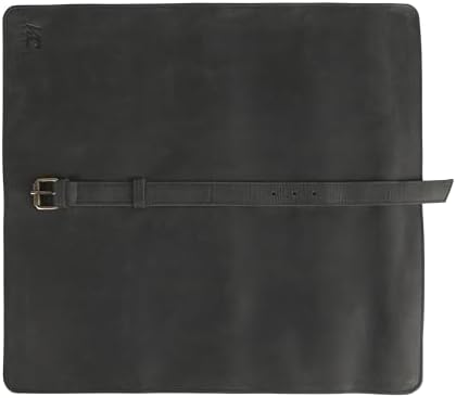 Leather Knife Roll Bag for Chefs – 17.5” x 17.5” Professional Chef Knife Storage Organizer, Portable Culinary Knife Case, Travel Knife Roll for Kitchen, BBQ & Catering (Black) - Image 6