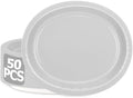 50 Pack Silver Paper Plates 12.2 X 10.2 Inches Disposable Plates for Party by QZYL