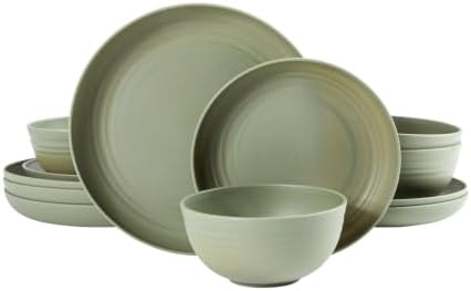 Gibson Home Plates and Bowls Set, 12 Piece Wheat Straw Dinnerware for 4 by GibsonHomewares