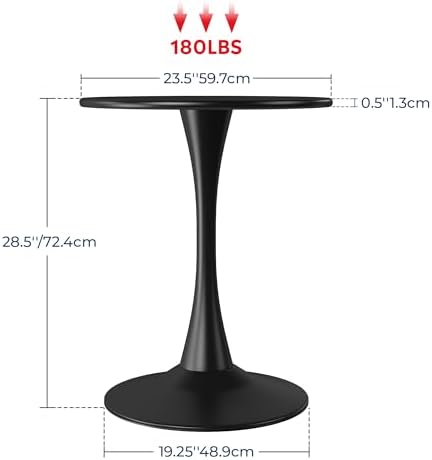 Costaelm Small Dining Table, Round PP Outdoor Table, Weather Resistant Balcony Table for Outside Poolside Deck Lawn Garden Backyard, Black - Image 2