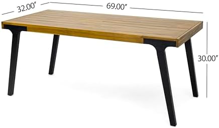 69'' Outdoor Patio Dining Table & 2 Bench for 4, Acacia Wood Farmhouse Dining Table Set Outdoor & Indoor Furniture for Patio Porch Garden, 3-Pcs, Light Teak - Image 2