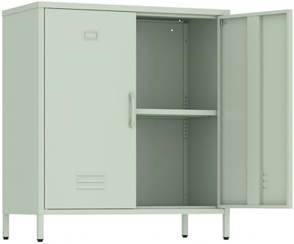 Metal Storage Cabinet Locker Cabinets with Doors and Adjustable Shelf for Kitchen Office Pantry (Green) by Epochsteele