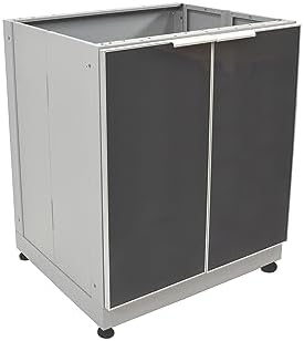 Blue Sky Outdoor Living, OKC3024GD2DG, 2-Door Outdoor Kitchen Cabinet – Heavy-Duty Tempered Glass Cabinet Doors – Weather-Resistant Modular Base for Patios and BBQ Islands – Slate Gray - Image 4