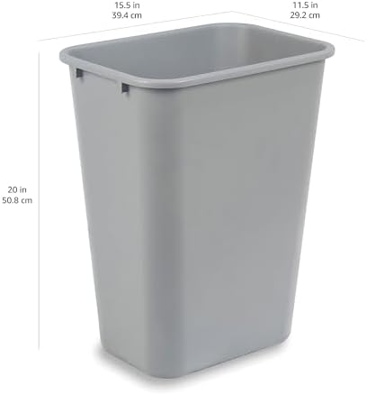 Amazon Basics Rectangular Commercial Office Wastebasket, Easy to Clean, 10 Gallon, Grey, 2-Pack - Image 6