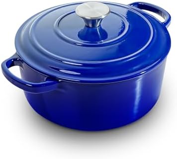 4 QT Enameled Cast Iron Dutch Oven with Lid, Blue by Unknown