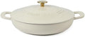 Martha Stewart Gatwick 3.5-Quart Enameled Cast Iron Dutch Oven Braiser – Linen with Gold Knob – Durable Heavy-Duty Braising Pot for Slow Cooking and Searing by MarthaStewart