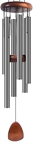 Bursvik 37" Aluminum Wind Chimes for Outside (Silver Grey), Patio Zen Decor by BursvikWindChimes