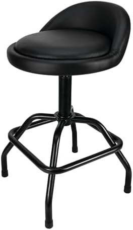Performance Tool W85011 Pneumatic Swivel Bar Stool with Back Support, 360-Degree Swivel, Heavy Duty Steel Frame, Black - Image 4