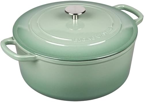 EDGING CASTING Enameled Dutch Ovens Cast Iron Dutch Oven Pot with Lid for Bread Baking, Cook, Dual Handle, 7 Quart, Sage Green - Image 5
