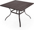 3ft Brown Outdoor Dining Table for 4 Person Patio 37" Plastic Square Table by Anmutig