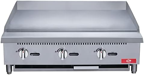 Commercial Countertop Griddle, ETL 36" Flat Top Grill Natural Gas (NG) / Propane, 3 Burners - 90000 BTU - Image 4