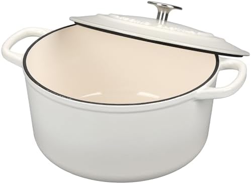 EDGING CASTING Enameled Cast Iron Dutch Oven with Sourdough Bread Baking Kit, Bread Dutch Oven with Lid, Includes Proofing Basket & Baking Tools, 5qt, White - Image 6