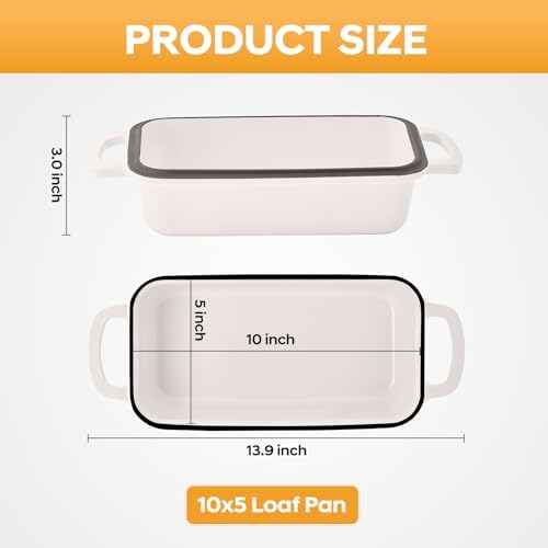 Cast Iron Loaf Pan with Lid 10x5 Inch Enameled Bread Loaf Pan for Sourdough, 2 Piece Set, Cream - Image 2