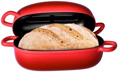 Dutch Oven 9x6 Inch, 2.5QT Cast Iron Bread Pans for Bread Baking by PROCHOP
