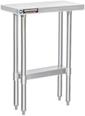 DuraSteel 24x12 Stainless Steel Work Table - NSF Commercial Prep Metal Table - Outdoor Pizza Oven Stand w/Under Shelf - Kitchen Island Laundry Utility Garage Microwave Stand Large Rolling Storage Cart by DuraSteel