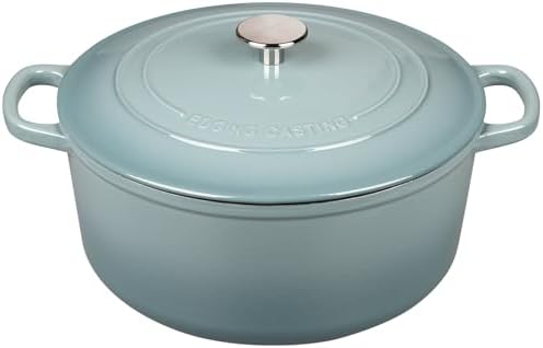 EDGING CASTING Enameled Dutch Ovens Cast Iron Dutch Oven Pot with Lid for Bread Baking, Cook, Dual Handle, 5.5 Quart, Seasalt by EDGINGCOOKWARE