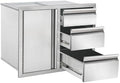 Outdoor Kitchen Drawer Combo Cabinet, Stainless Steel Triple Drawers with Integrated Access Door, 28" W x 22" H x 19.5" D Outdoor Built-in Cabinet for BBQ Island Grill Stations by Unknown