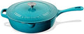 Cuisinart Chef's Classic Enameled Cast Iron Dutch Oven with Lid, Porcelain Enameled Interior, Oven Safe, Induction Compatible, 12-Inch, Chicken Fryer, Teal Gradient by Cuisinart