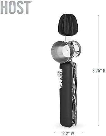 HOST All in One Bartender Multitool Set, 10 in 1 Bar Tool with Strainer, Muddler, Reamer, Jigger, Stirrer, Zester, Corkscrew, Opener, Knife and Channel Knife for Camping, Travel and Outdoor Use - Image 4