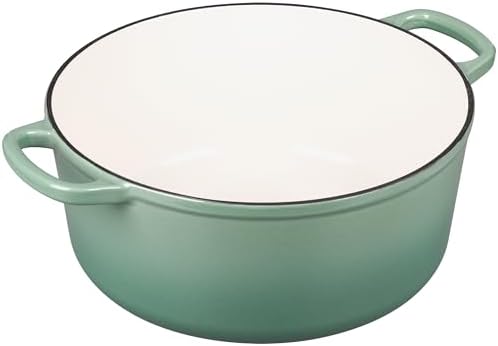EDGING CASTING Enameled Cast Iron Dutch Oven Pot With Lid, 5.5 Quart, for Bread Baking, Cooking, Sage Green - Image 6