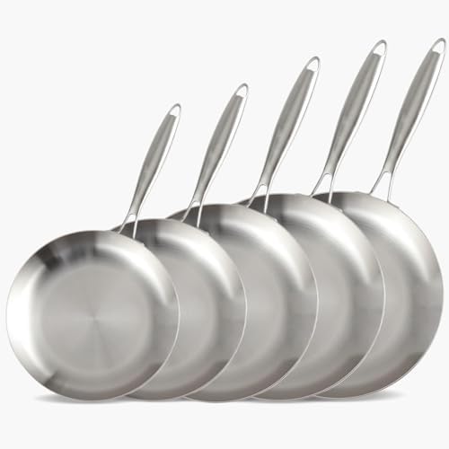 LOLYKITCH 8-9-10-11-12'' Frying Pan Set | Tri-Ply Stainless Steel Skillet by LolyKitch